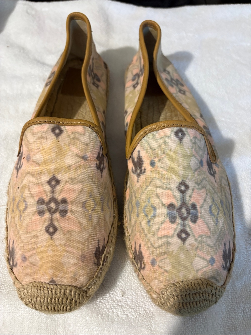 Tory Burch Pastel Floral Canvas Espadrilles with Tan Trim